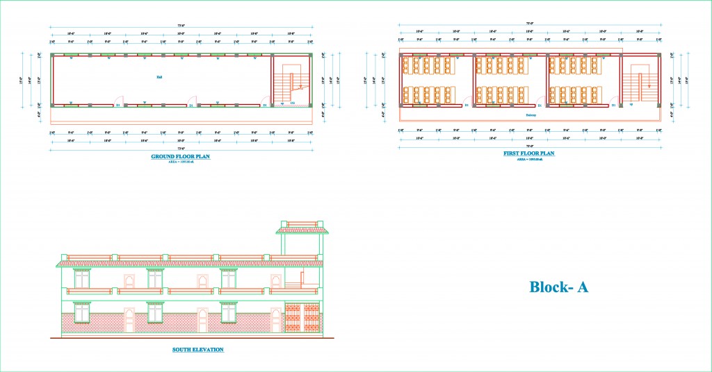 Plan für ein neues kombiniertes Wohn- / Schulgebäude des Kinderheimes.